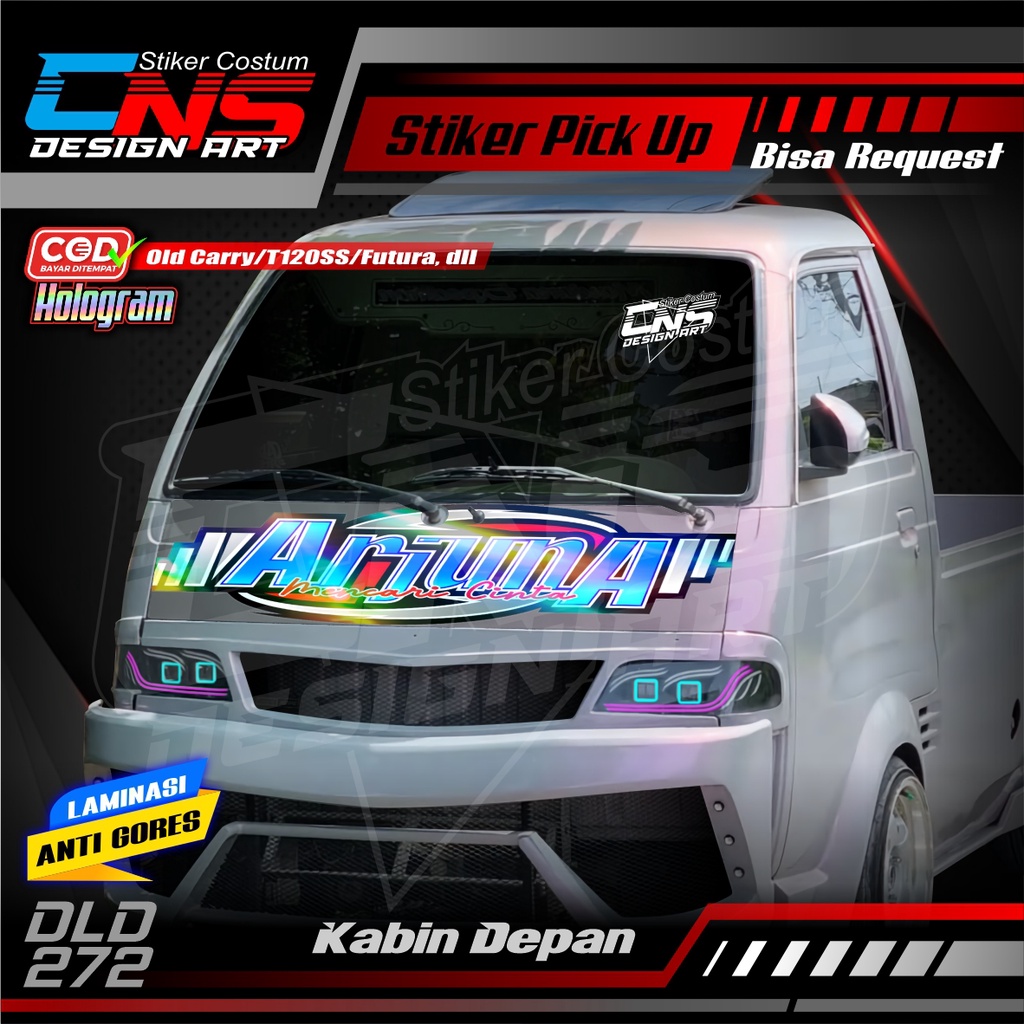 Stiker Hologram Kabin Depan Pick Up FUTURA/OLD CARRY LAMA/T120SS,dll Full Laminasi Anti Gores ARJUNA