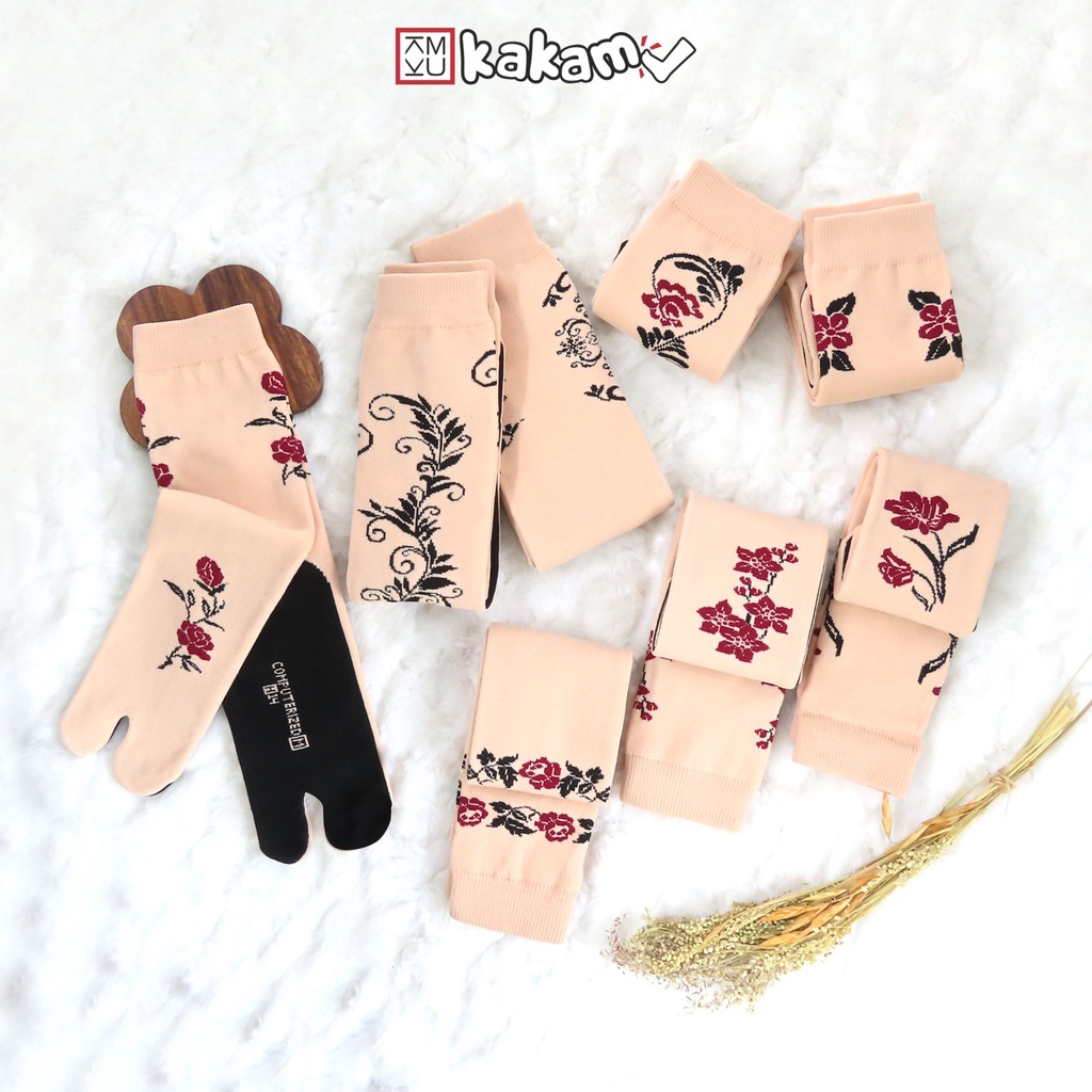 Kakamu Paket Kaos Kaki Motif Bunga Ukuran M (Sebetis) MIX 12