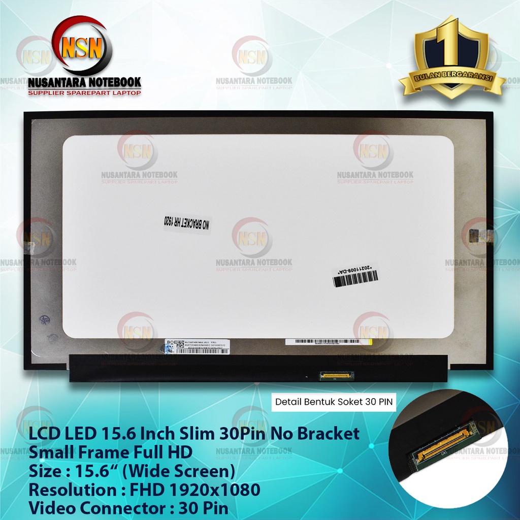 LCD LED 15.6 Inch Slim 30 Pins No Bracket Small Frame Full HD