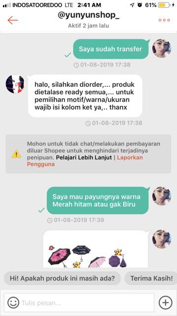 Payung Terbalik Reverse Umbrella With C Handle