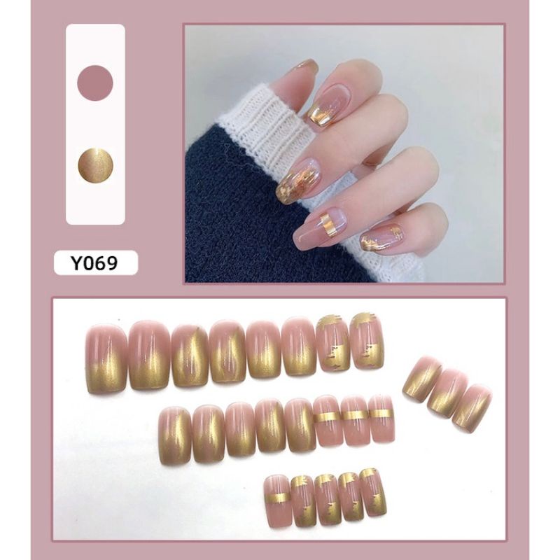 Set Kuku Palsu 24 Pcs Gratis Lem Fake Nail Art Tahan Air