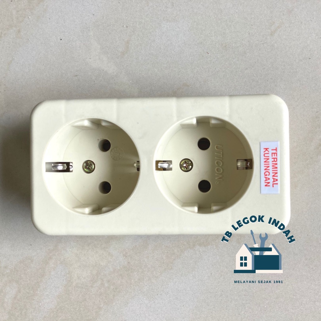 STOP KONTAK TERMINAL LISTRIK  2 LUBANG SNI TERMINAL KUNINGAN / STOP KONTAK TEMPEL TEMBOK SOCKET COLO