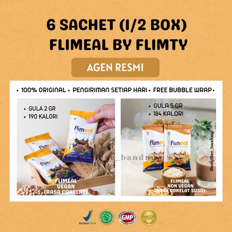 

1/2 BOX FLIMEAL BY FLIMTY MEAL REPLACEMENT DIET SEREAL MINUMAN RASA COKLAT COKELAT HALAL SACHET