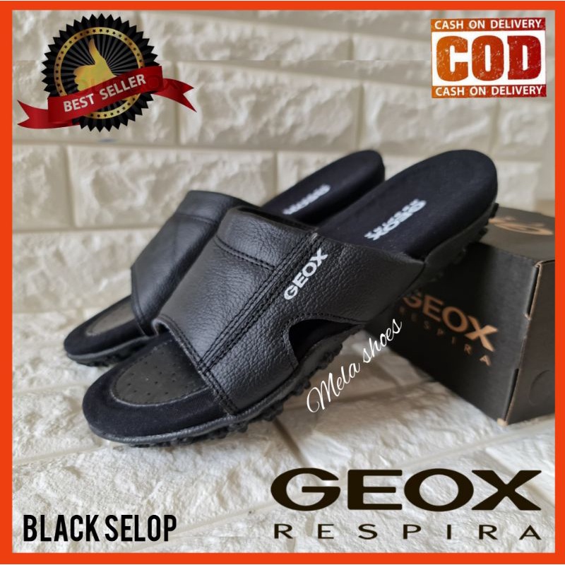 SANDAL SELOP PRIA GEOX_RESPIRA KULIT ASLI / SENDAL COWOK SLIDE RINGAN EMPUK / SANDAL FORMAL KASUAL LEBARAN LAKI LAKI ASLI KULIT