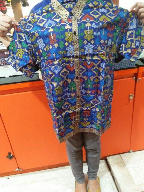 Qnunbatik Sarimbi/couple Batik Rok N Blus Mentari Prodo Pendek Biru