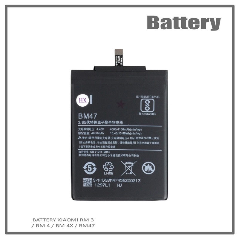 Baterai Xiaomi Redmi 3 / Baterai Xiaomi Redmi 4x / Baterai Xiaomi Redmi BM47 Life Future Super Power
