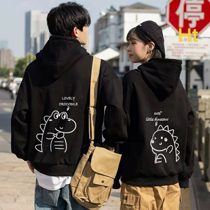 S - XXXXXL(6XL) Hoodie Couple Little DINO &amp; Crocodile (HARGA SATUAN) Bigsize Jaket Cute Pria Jumbo Jaketin aja