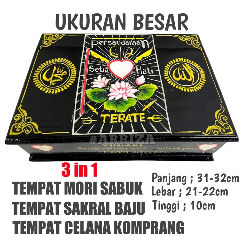 KOTAK MORI PSHT UKURAN BESAR DARI KAYU JATI (FREE UKIR NAMA) TEMPAT PENYIMPANAN SABUK PENCAK SILAT