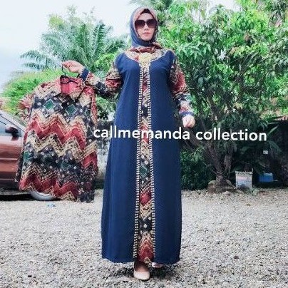 abaya batik kombinasi sifon