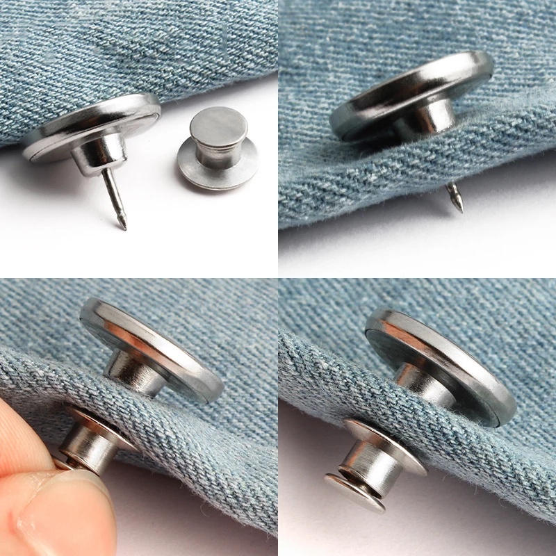 1Set DIY Invisible Universal Detachable No Needed Sewing Replacement Stretch Jeans Waist Extender Button Button