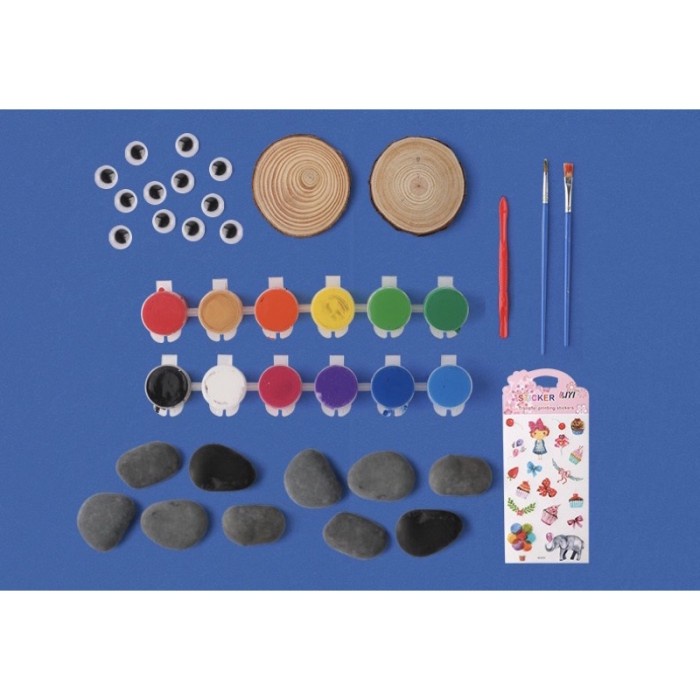 

Produk Terbaru Diy Wood Log Stone Painting Set Prakarya Anak Mewarnai Batu Dan Kayu