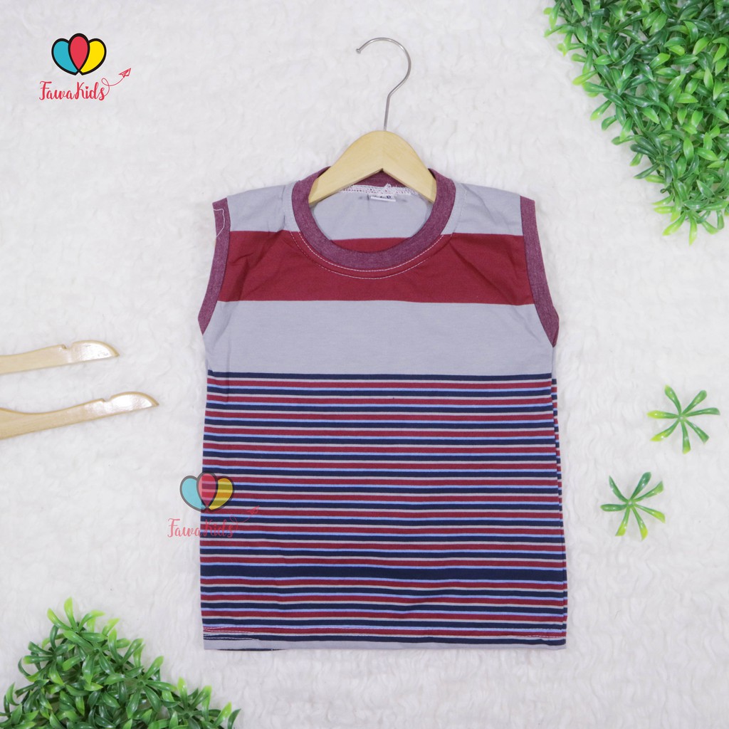 Kaos Kutung Salur uk 1-2 Tahun / Kaos Oblong Baby Kutang Anak Laki Bahan Adem Motif Stripe Murah