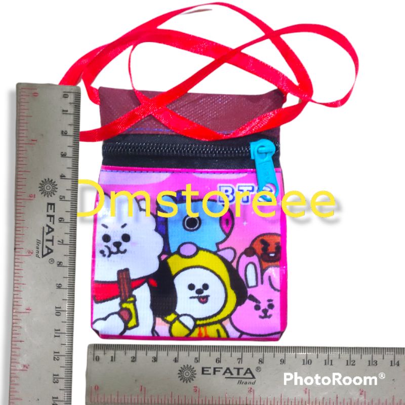 dompet tali bt21 11x9cm / tas koin anak bt21 / tas tali bt21