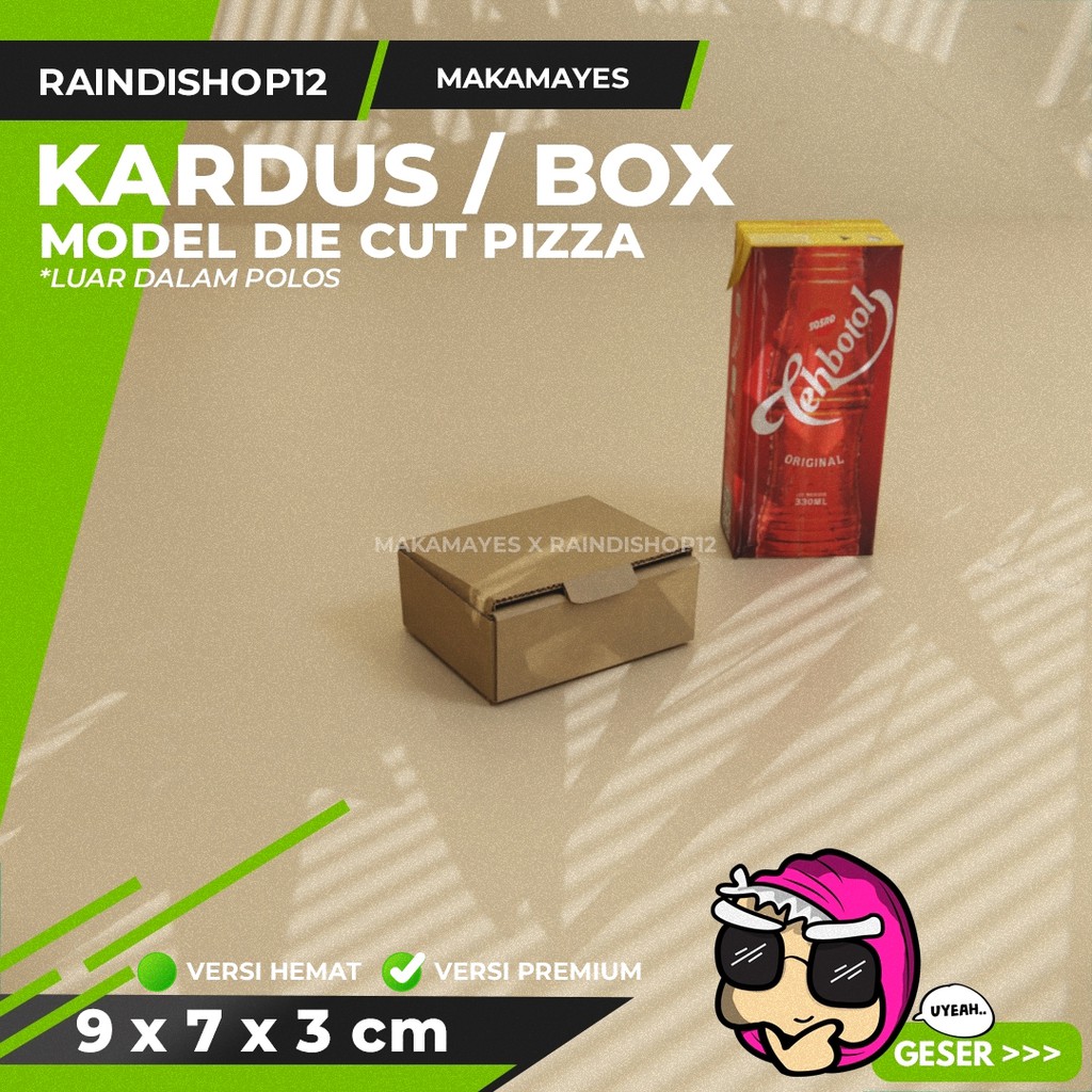 

(MIN 10 PCS) BOX 9 X 7 X 3 CM KARDUS DIE CUT PIZZA KEMASAN PACKAGING KADO
