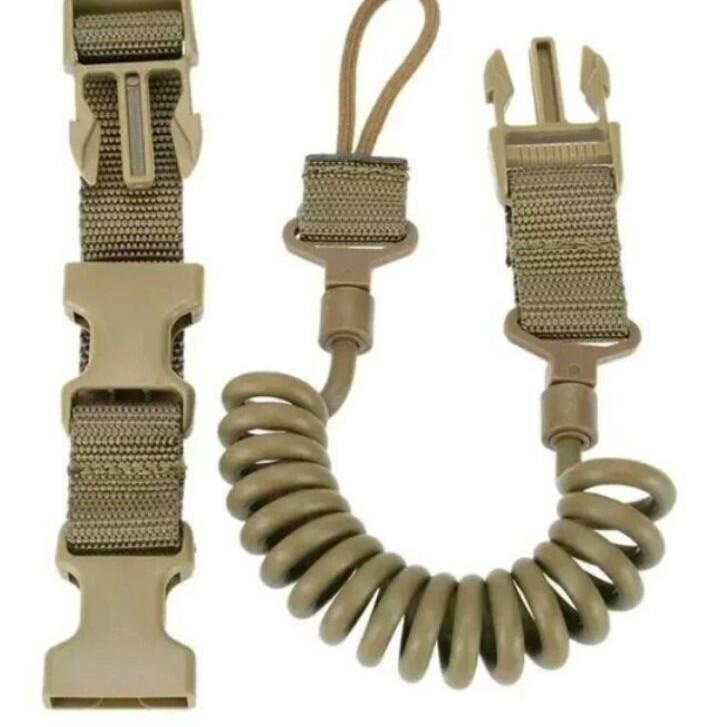 Barang Pilihan.. Tali seling pistol tactical lanyard spring belt handgun airsoft safety