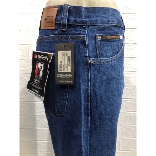 hugo boss atau Levis  //Celana jeans pria standar Blue wash/ jeans pria pola besar / bahan tebal