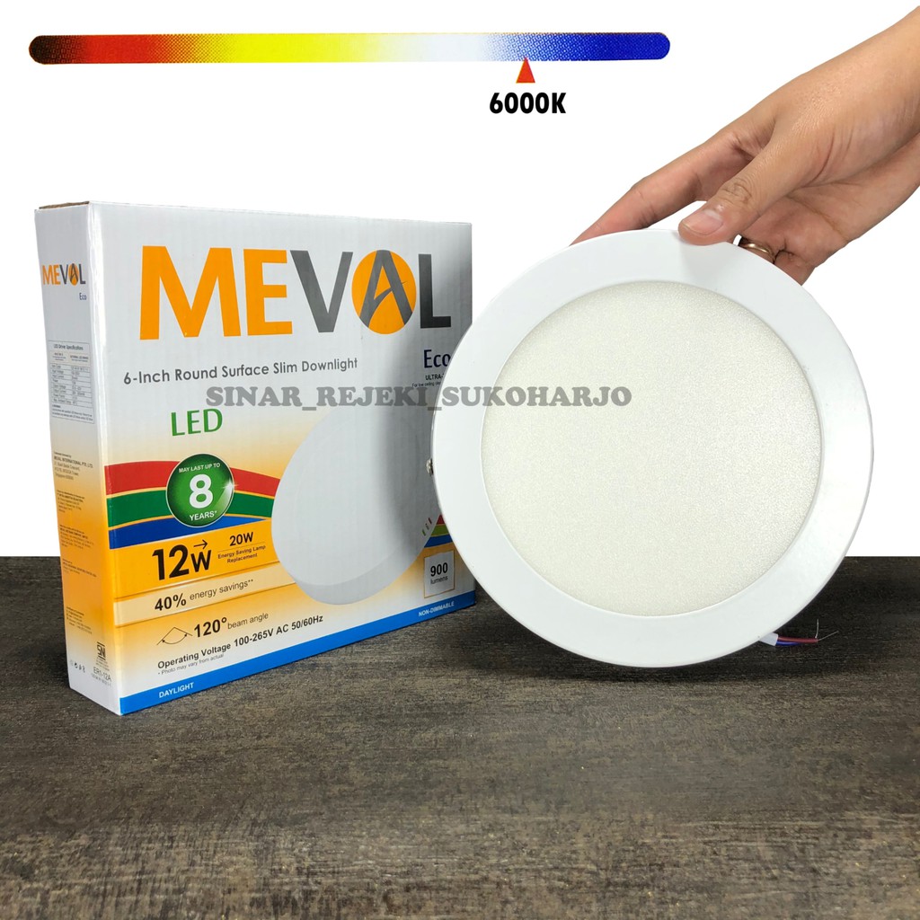 MEVAL 12W Eco Round / Bulat LED Slim Downlight OB / OUTBOW Putih