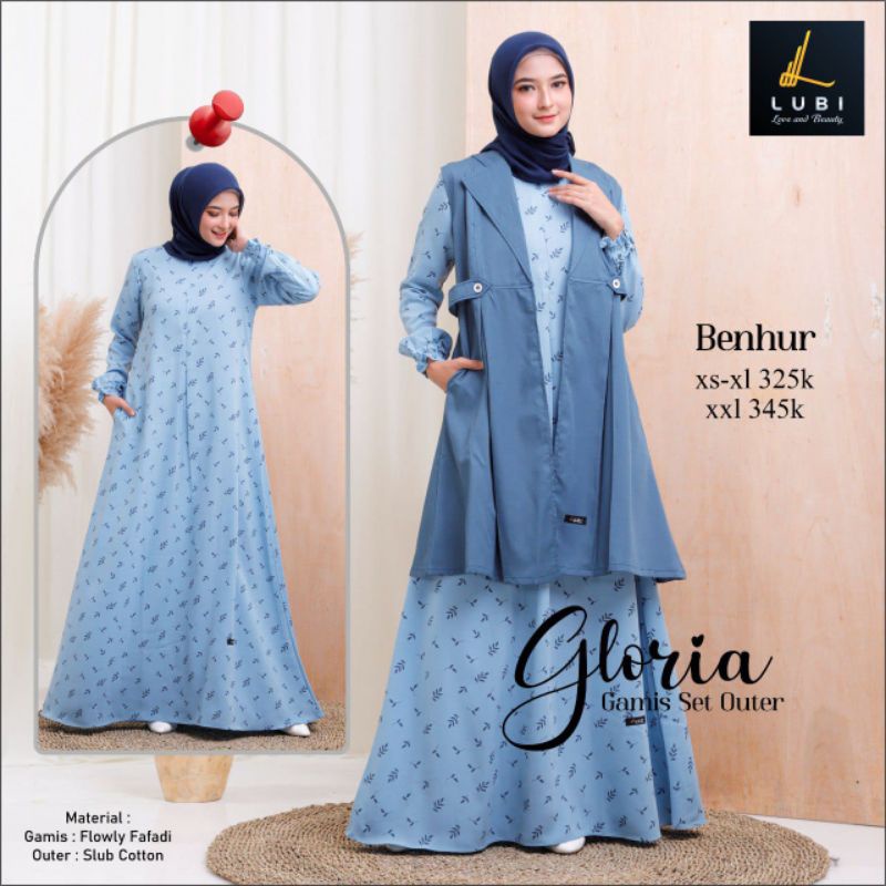 Set Outer Gamis Lubi Lebaran Gamis Set Original Tidak Nerawang Premium