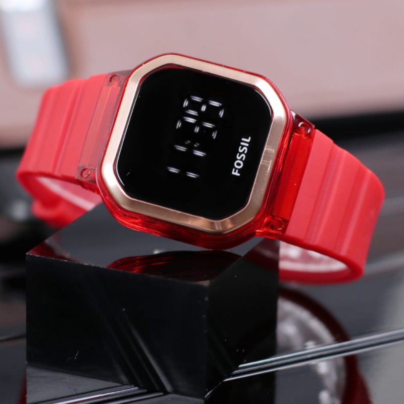 Jam Tangan Wanita/Cewek Fss Led Touch Screan Watch Rubber Kotak