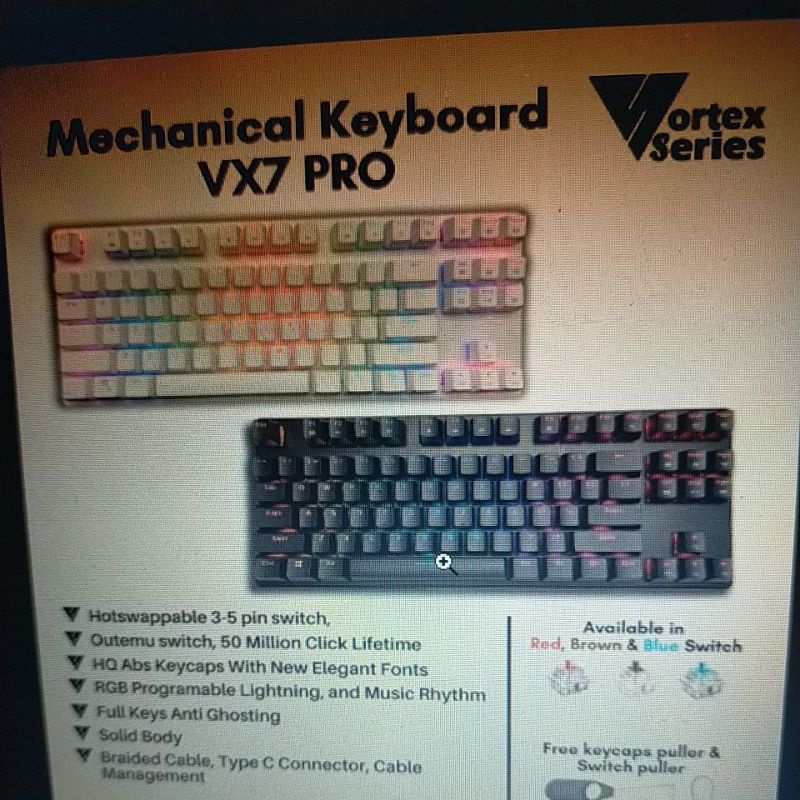 Vortex Vx7 Pro Rgb Hotswap Mechanical Gaming Keyboard - Black Case - Outemu red