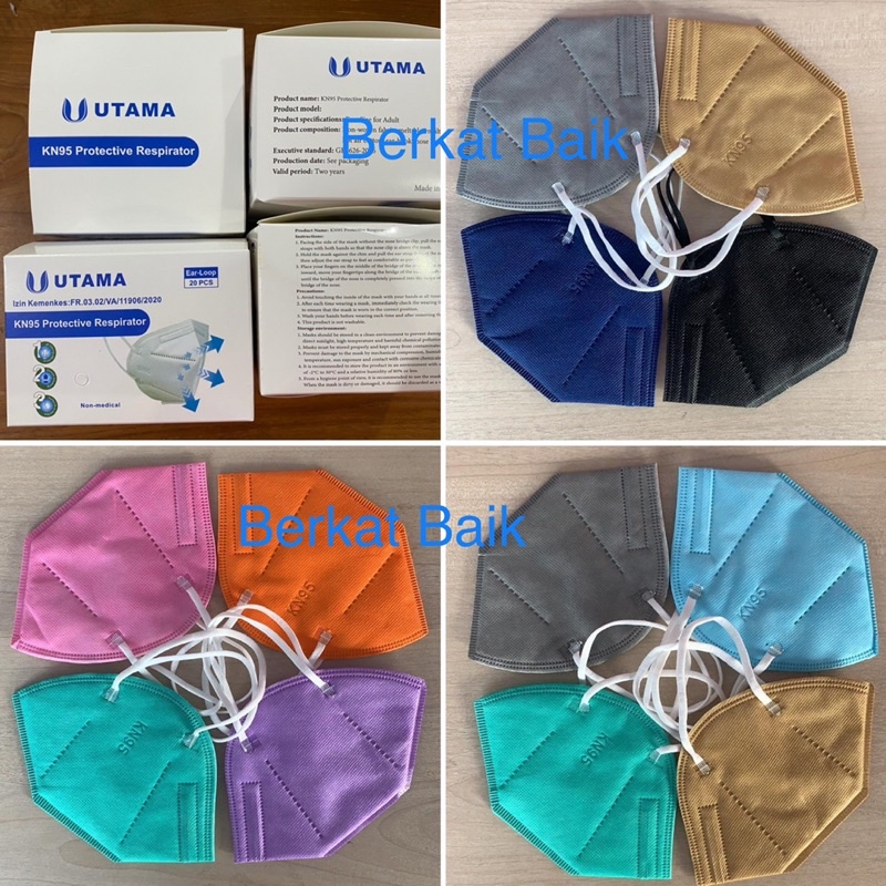 Masker KN95 UTAMA 5 ply Box isi 20 pcs Warna Mix Kemenkes