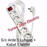 Stop Kontak Arde 5Lb + Kabel 5M (Kabel Tembaga)  SNI SUNFREE