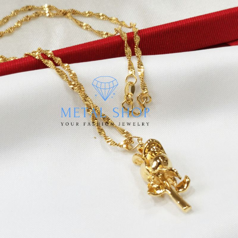 MS - Kalung Rhodium Motif Bunga Mawar