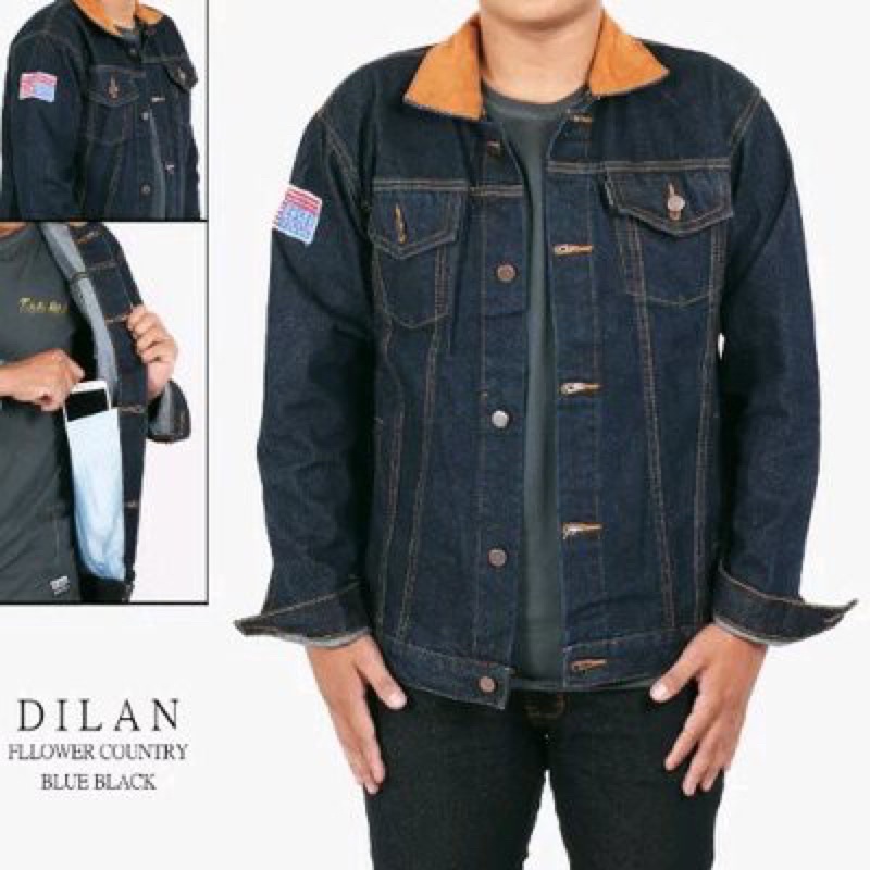 Jaket Jeans Denim Dilan 1990 - Hitam / Bioblitz / Biowash / Biru Dongker