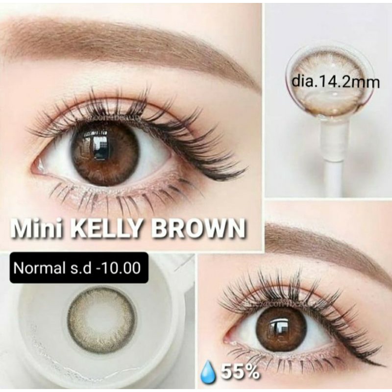 Softlens Mini KELLY Brown Coklat Gray Grey Normal Minus s.d 10.00 Softlen Minus Tinggi Korea