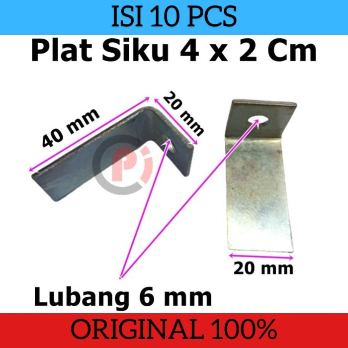 Isi 10 Pcs Siku Besi For Rak Gypsum Furniture Lemari Ukuran 40 x 20 mm