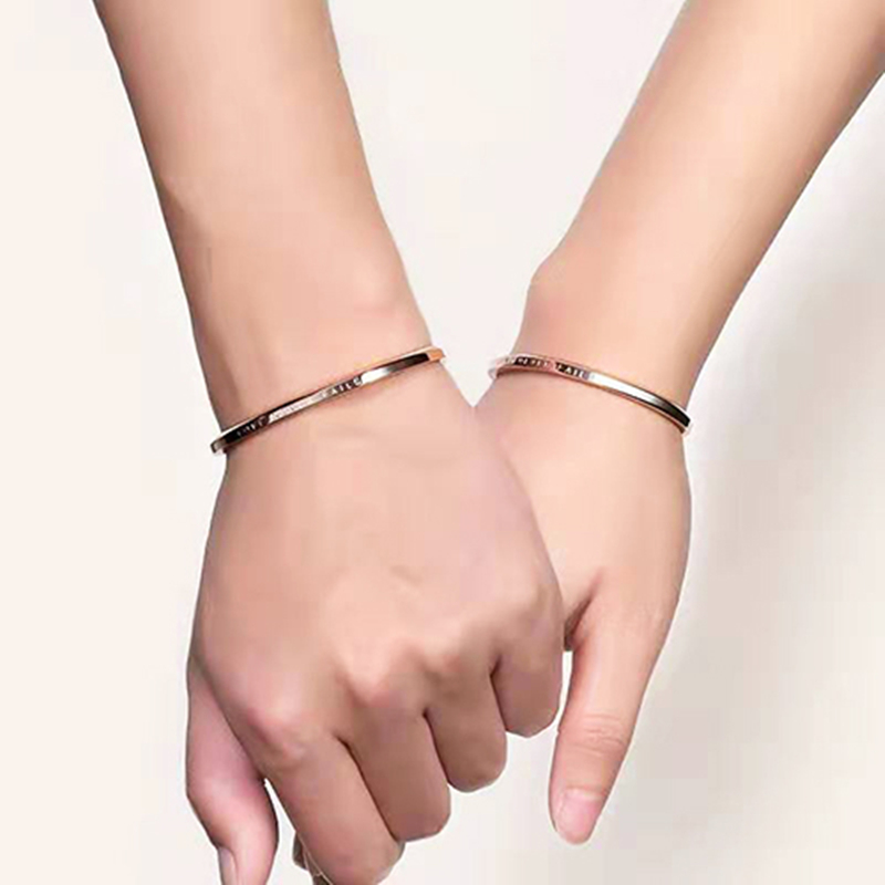 Korea 100% Gelang Titanium Wanita Anti Karat Bangle Tangan Emas-3