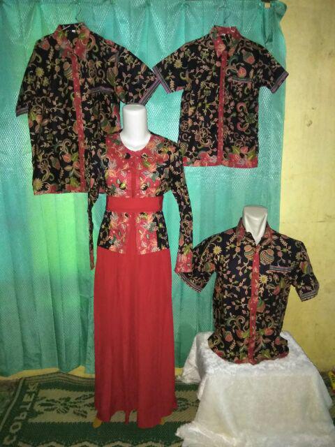 Mochibatik Batik Keluarga/family Gamis Muslim Azizah Gentong Hitam