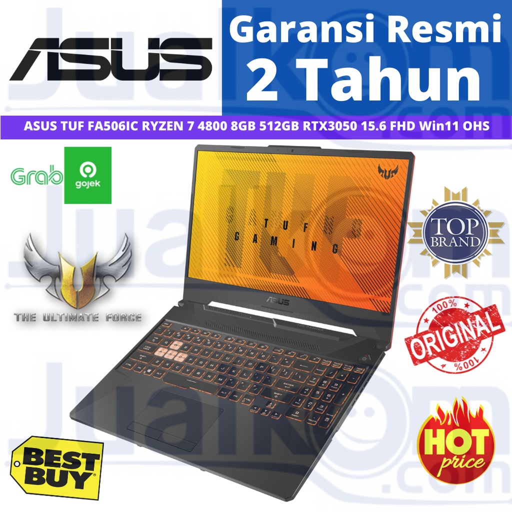 ASUS TUF FA506IC R735B6T-O11 RYZEN 7 4800 8GB 512 SSD RTX3050 4GB 15.6&quot; FHD W11+OHS