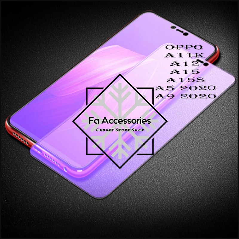 Tempered glass blue oppo a11k a12 a15 a15s a16 a16e A17 A77S e s a5 a9 2020 a95 k antiradiasi blue light screen guard