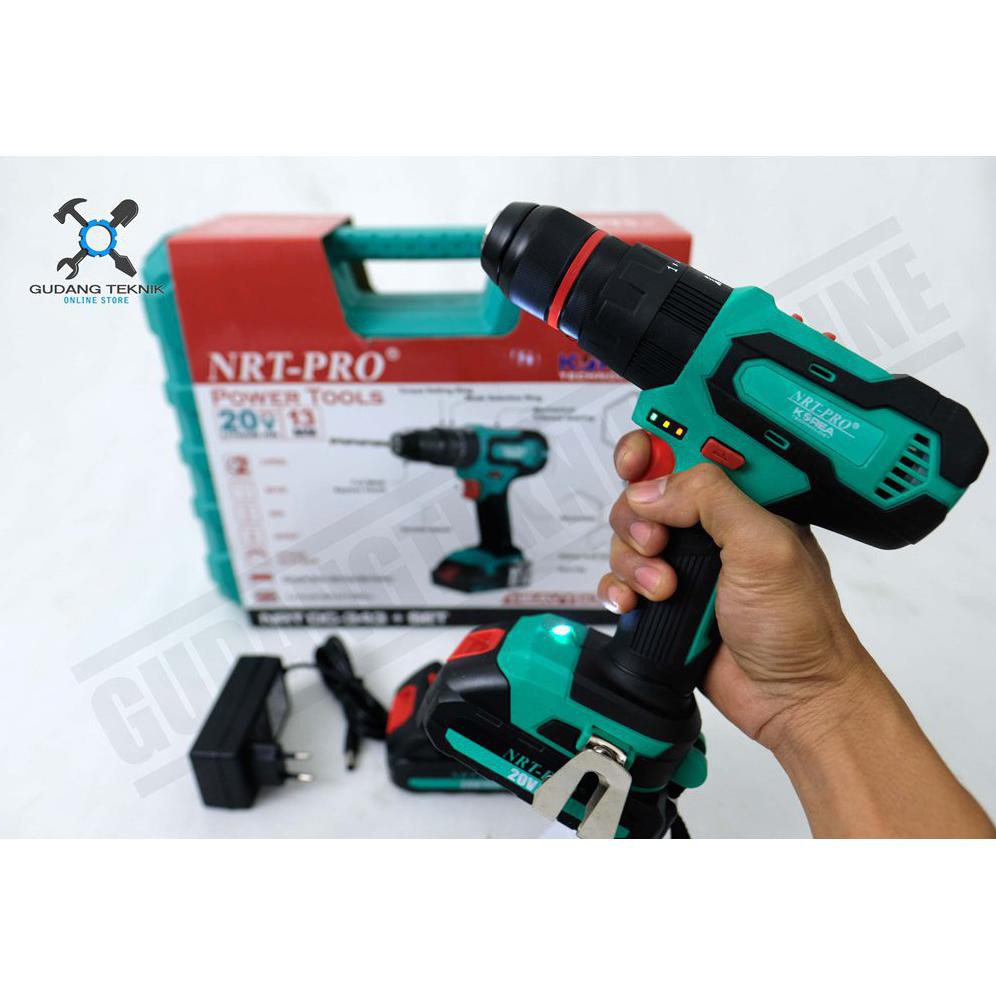 ( BISA COD ) NRT PRO 343 / Cordless NRT PRO DC 343 SET 20V Mesin Bor Baterai Portable Impact Hammer