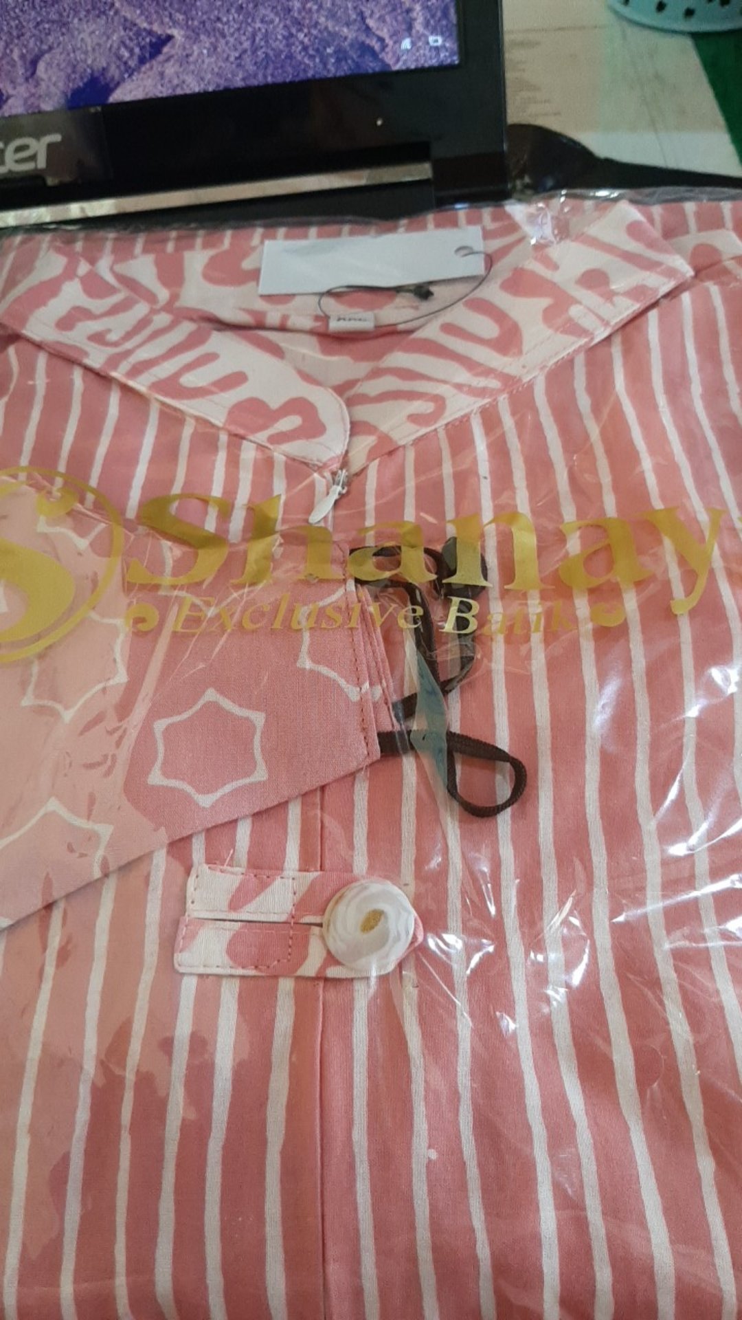 Tunik Premium Batik Cap Wonogiren Hitam Navy Merah Lapis Tricot Seragam Kerja S M L Xl Xxl