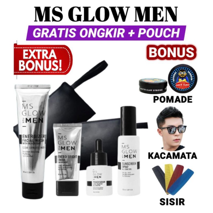 MS GLOW FORMEN PAKET / PAKET MS GLOW FOR MEN / MS GLOW MEN / SKINCARE WAJAH PRIA COWOK / MS GLOW MAN / PENGHILANG FLEK HITAM / PENCERAH WAJAH PRIA BPOM