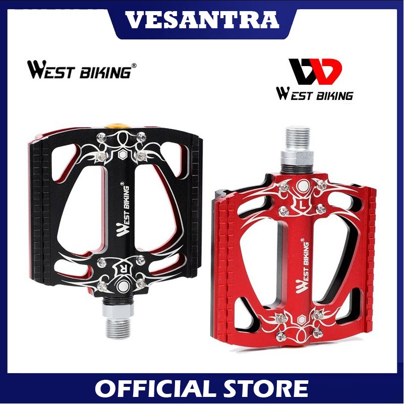 West Biking Pedal Sepeda Sealed Bearing Dua Sisi Warna Black Red