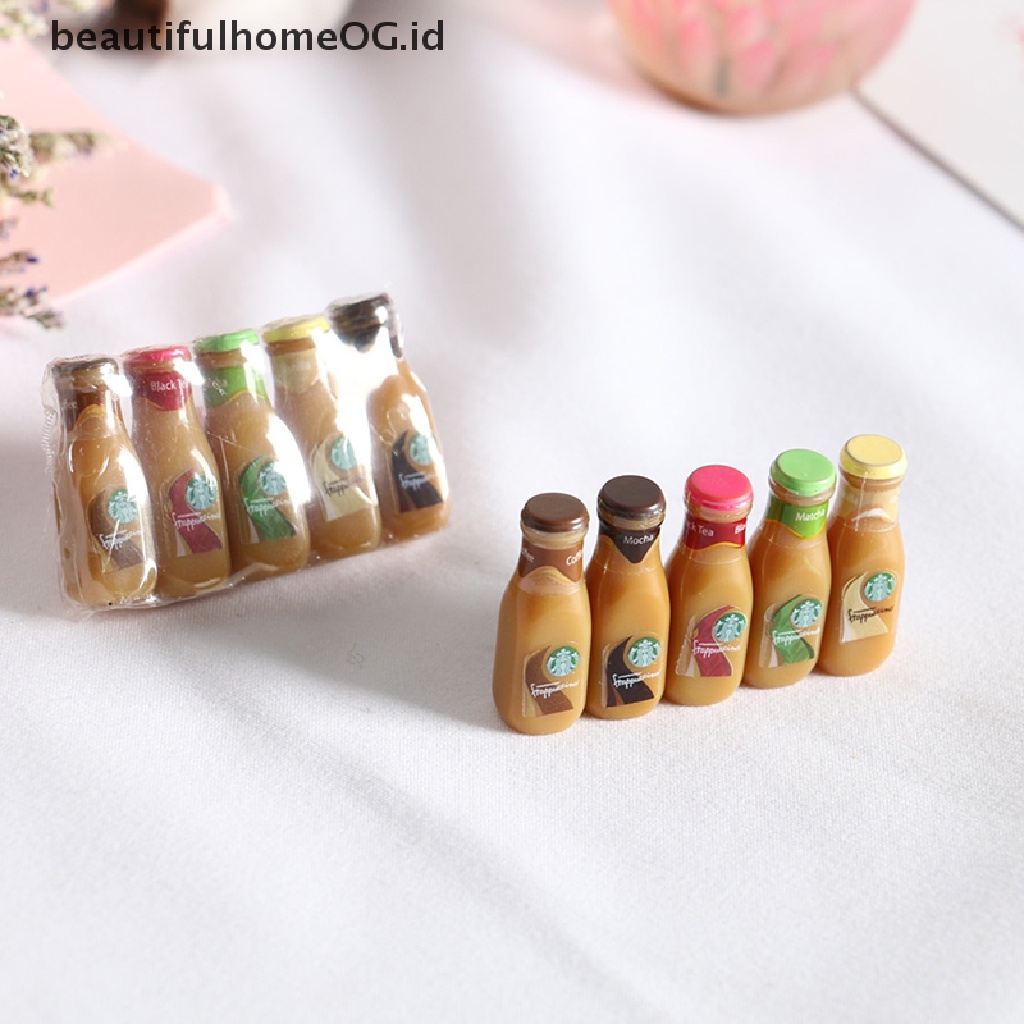 5 Pcs Miniatur Botol Kopi Bahan Resin Untuk Rumah Boneka 1 / 12