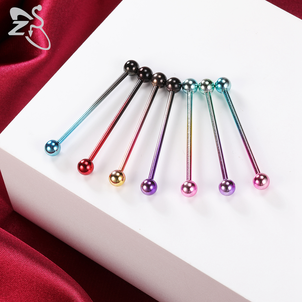 1pc Anting Tindik Telinga 14g Bentuk Ular Bahan Stainless Steel Warna-Warni