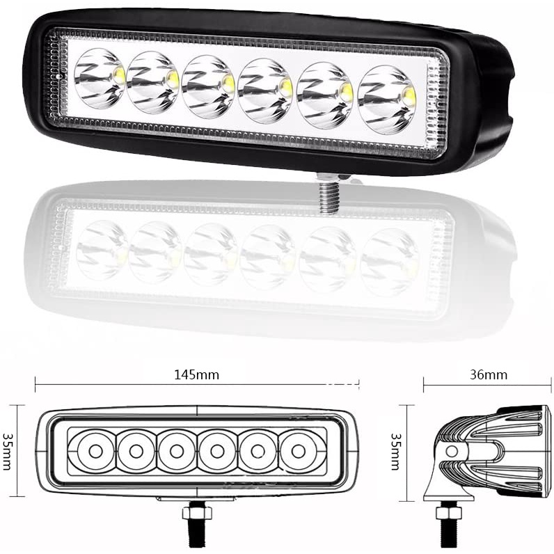 1 Pc Super Bright 18W Portable Waterproof and Durable Universal Car Spot Lights With 6 LED bulbs