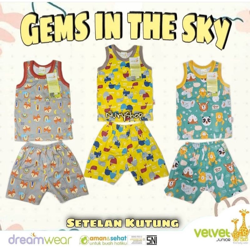 Setelan Kutung Velvet Junior motif Gems in the sky