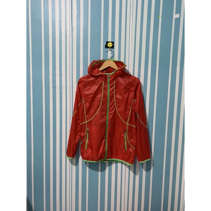Jaket track training jaket Sepeda jaket running jaket Windbreaker Second Thrift Preloved Bekas Merah