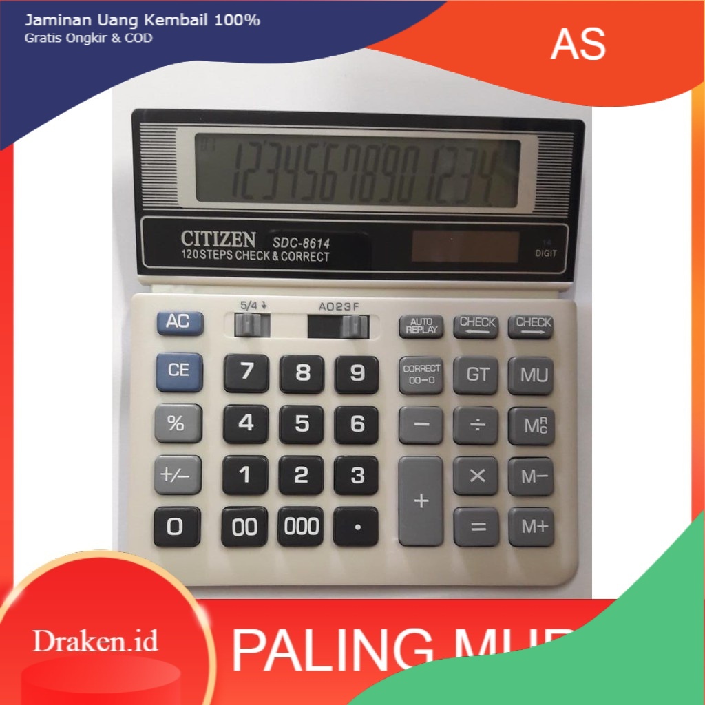 

Murah [COD} Kalkulator Citizen CT 8614 14 Digit Besar . Kalkulator 14 Digit