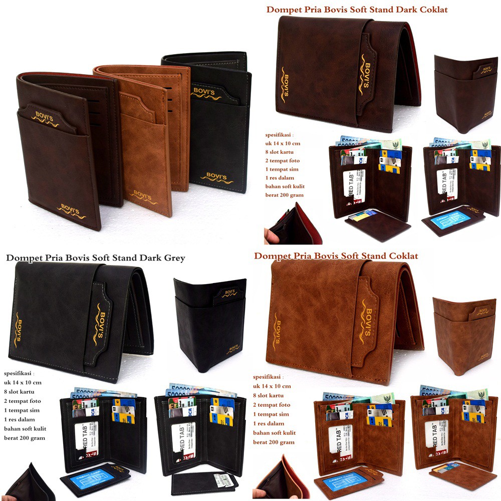 Dompet Impor Pria Lipat Kartu Saku Bvs  Soft Stand