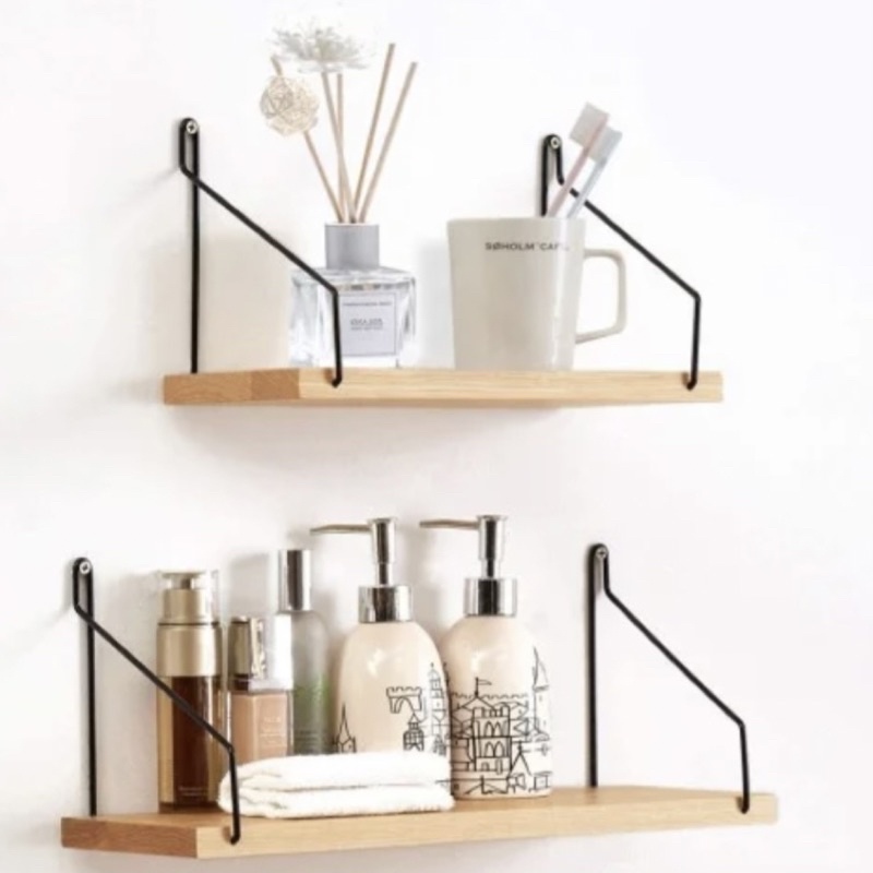 [GUNINCO] Rak Dinding Tempel Kayu Besi Hanging Storage Organizer Shelf Organizer Serbaguna RAK1 BUKU MAKASSAR