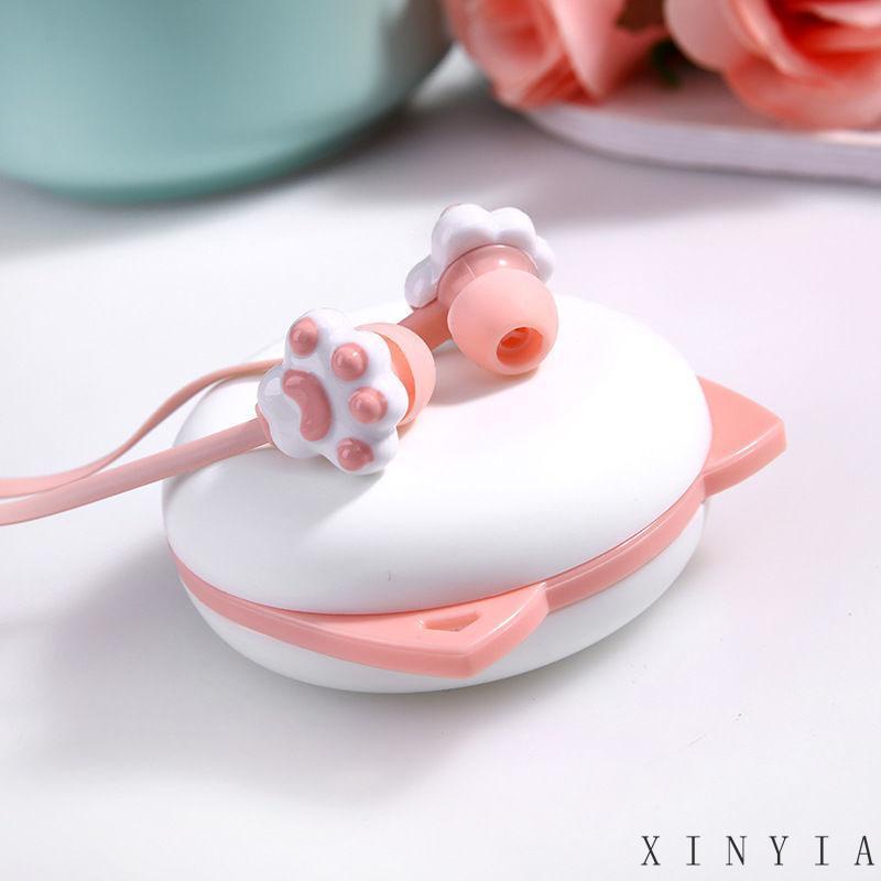 Xia.id Kotak Penyimpanan Earphone In-ear Bentuk Telapak Kaki Kucing Lucu