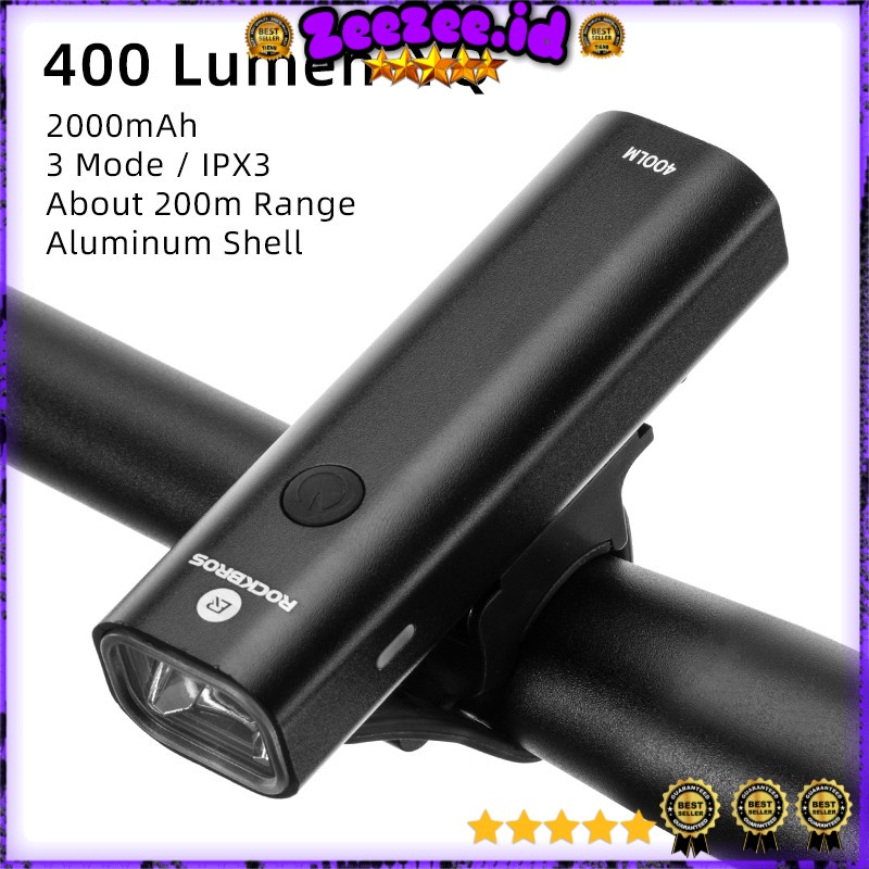 Rockbros Lampu Sepeda USB Rechargeable 2000mAh 400 Lumens - R1-400 - Black