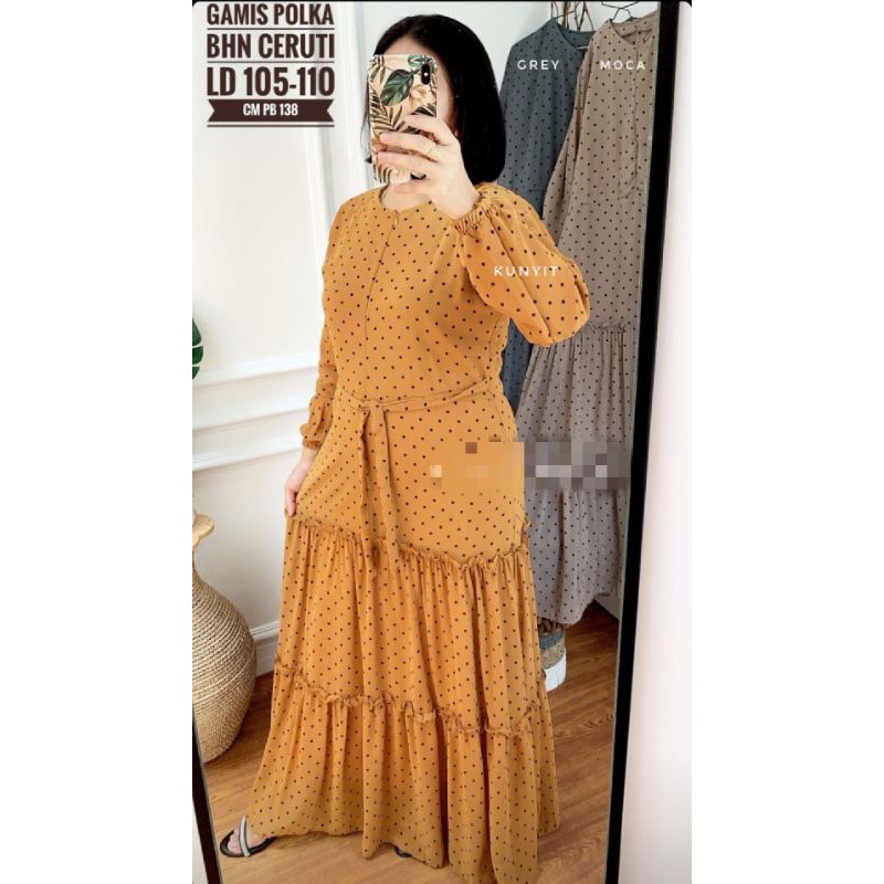gamis jumbo/gamis bahan ceruty/gamis polka jumbo
