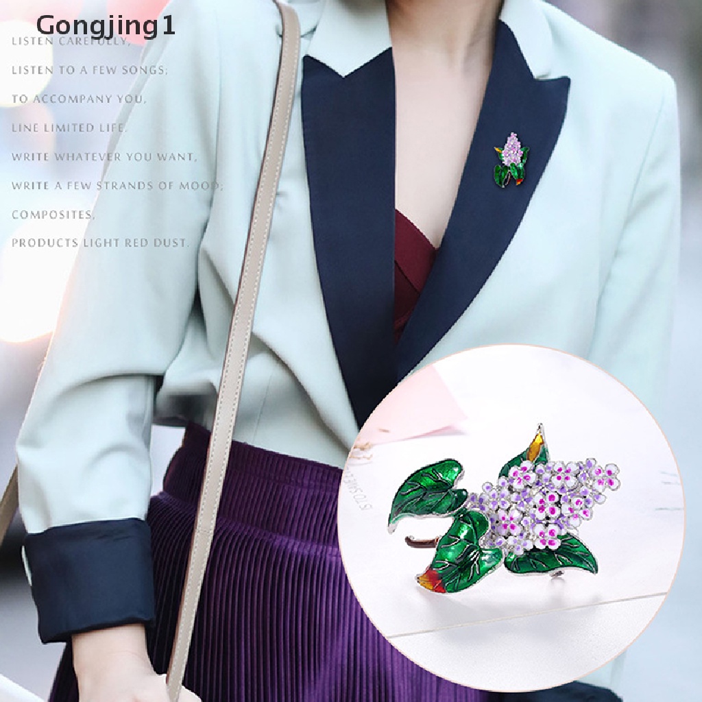 Gongjing1 Bros Pin Enamel Desain Bunga Lilac Aksesoris Wanita Untuk Pesta / Kantor